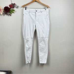 Pistola Women White Midrise Raw Cut Hem Skinny Jeans 29